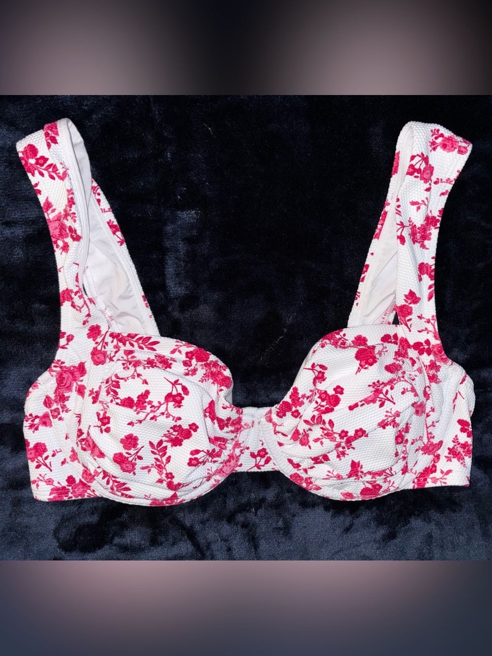Floral Underwire Bikini Top in Pink & White Like New